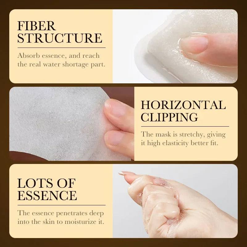 10 Stück 24 Karat Gold Hyaluronsäure Feuchtigkeitsspendende Gesichtsmaske Whitening Maske für Damen Koreanische Hautpflegeprodukte