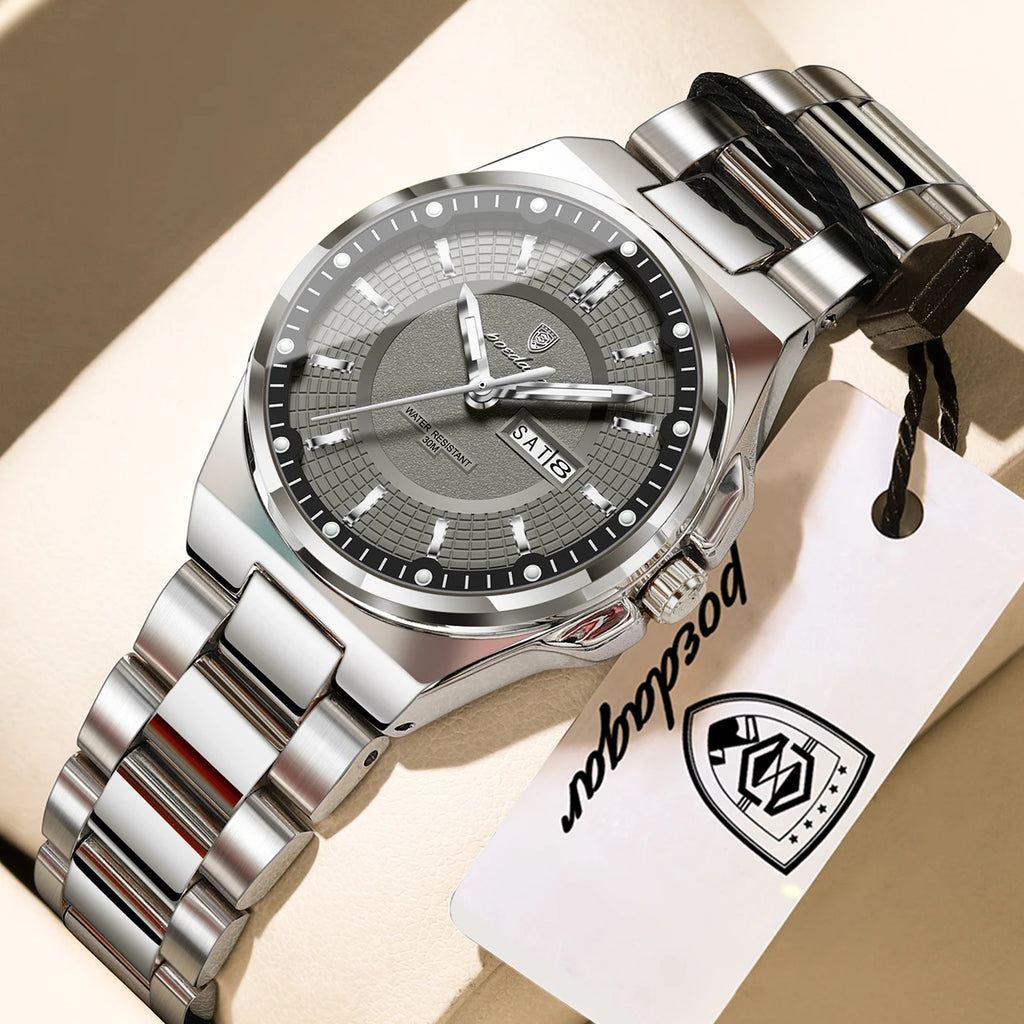 POEDAGAR Fashion Damen-Armbanduhr, Top Elegant, Woche, Datum, Damen-Uhr, Quarz, Edelstahl, Leuchtend, Wasserdicht, Damenuhren, Reloj