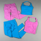OHNE LOGO Yoga-Outfit Sport-Impact-Gym-Set Neckholder-Oberteil und Leggings-Hosen-Sets Rückenloses Neckholder-Design Hochelastische Sportbekleidung