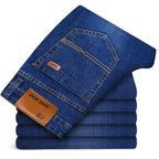 2025 Neue Herren Stretch Jeans Herren Klassische Elastische Business Jeans Herren Mode Bequeme Einfarbige Schmale Straight Lange Denim Hose