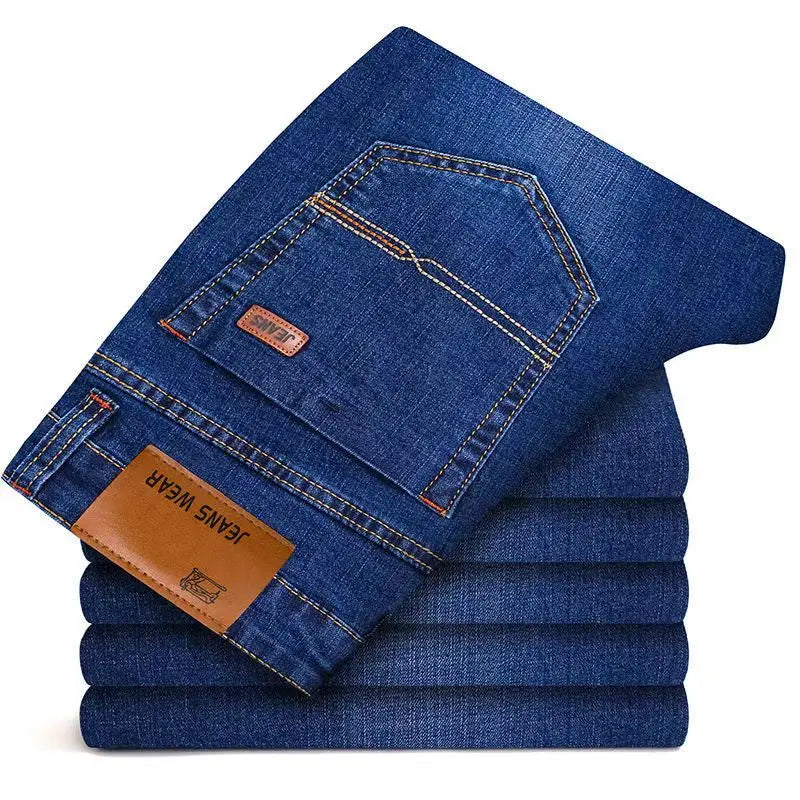 2025 Neue Herren Stretch Jeans Herren Klassische Elastische Business Jeans Herren Mode Bequeme Einfarbige Schmale Straight Lange Denim Hose