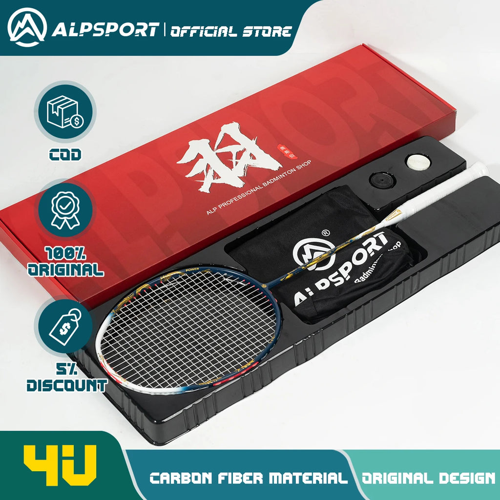 ALP QY2.0 Pro 4U 85g 100% Carbonfaser + Titanlegierung Badmintonschläger Ultraleichte Sportausrüstung Schläger Badmintontraining