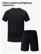 3-teiliger Herren-Sportanzug, schnelltrocknend, mit Farbverlauf, Freizeit-Sport, Laufen, kurze Ärmel, bequeme Sonnencreme, Hose, Joker-Shorts