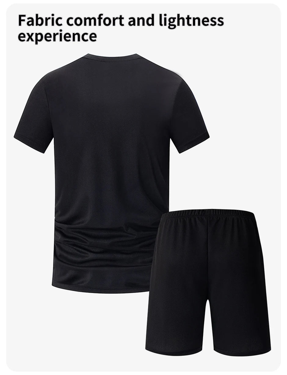 3-teiliger Herren-Sportanzug, schnelltrocknend, mit Farbverlauf, Freizeit-Sport, Laufen, kurze Ärmel, bequeme Sonnencreme, Hose, Joker-Shorts