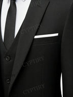Eleganter Herrenanzug 3-teilig Mode Revers Einreihig Bräutigam Hochzeit Slim Fit Freizeitversion Business Anzug für Herren