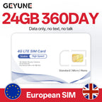Europa Prepaid Daten-SIM-Karte, Abdeckung in Europa/Großbritannien, High-Speed 5G/4G LTE, Nur-Daten-SIM-Angebot für 4G-Kameras und Reisen