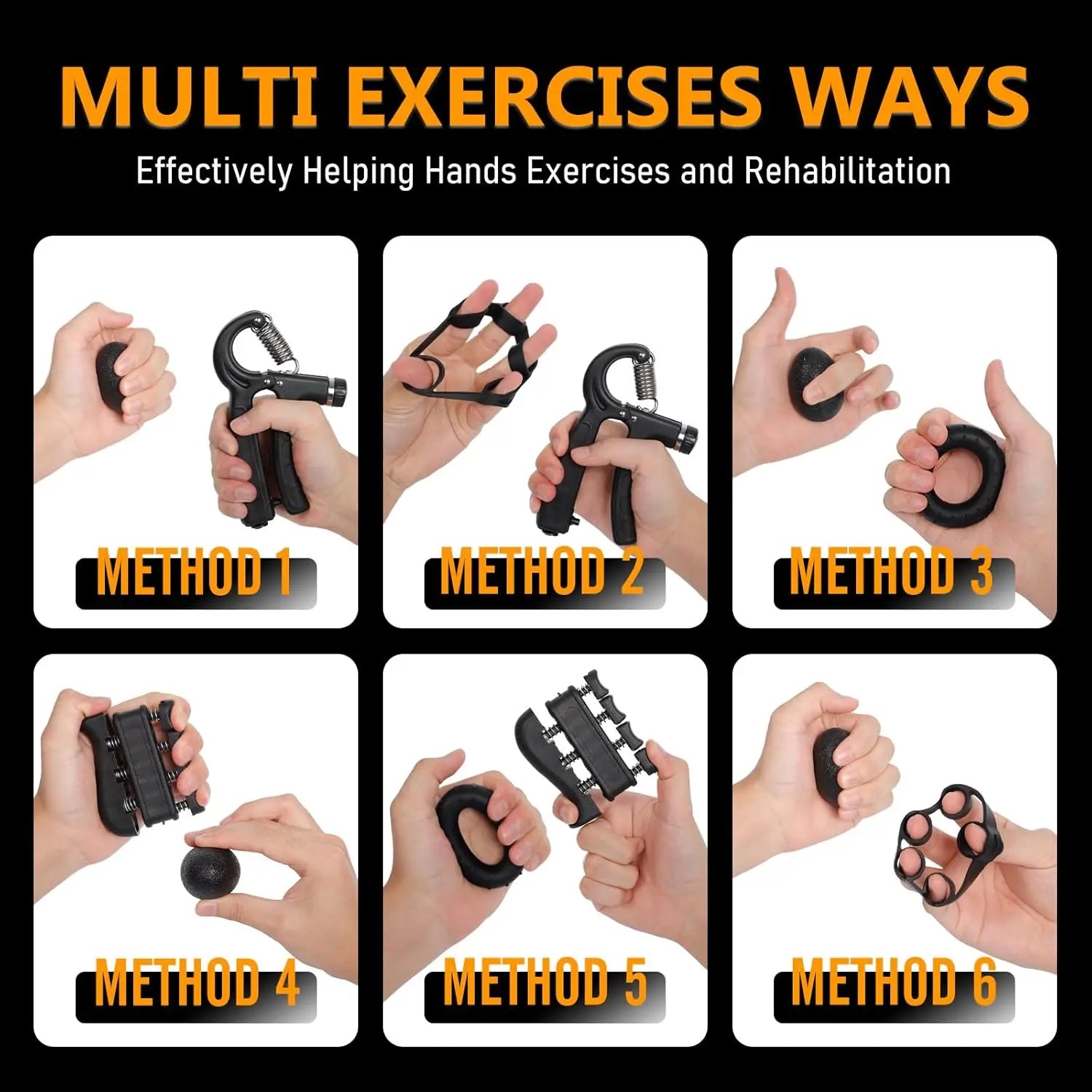 Adjustable Hand Grip Strengthener with Counter, Finger Exerciser Stretcher, Forearm Workout Equipment, Grip Ring Stress Ball, Hand Rehabilitation Trainer, Hand Strength Training Kit