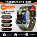 2026 TANK Neue 1400mAh Militär GPS Smartwatch Herren 2.01" AMOLED-Bildschirm 10ATM Wasserdichte Uhr SOS Anruf Taschenlampe Smartwatch iOS