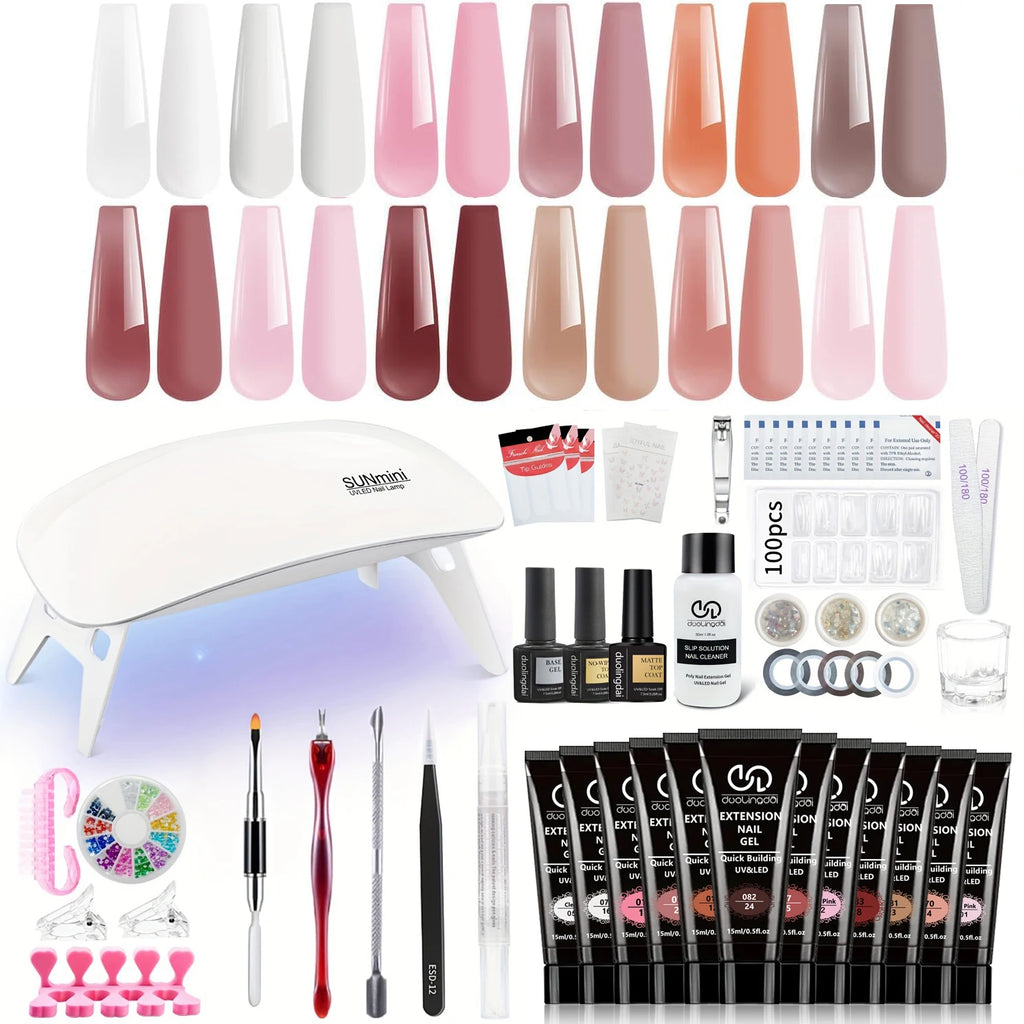 39-teiliges Nagelverlängerungs-Gel-Kit – enthält alle grundlegenden Nagelwerkzeuge, einfach zu bedienen für Anfänger. Einfaches Aufbaugel für Salon-Nägel