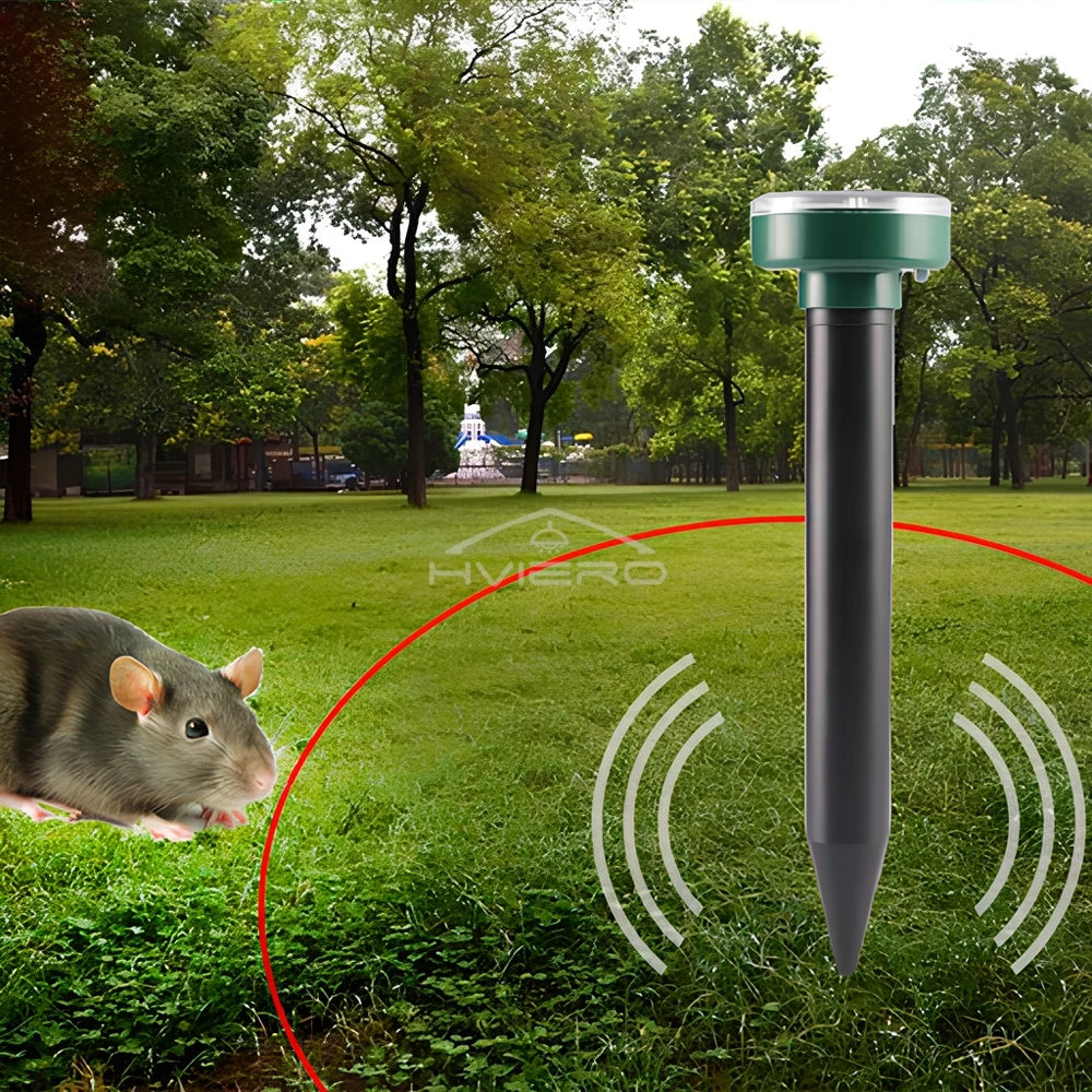 4/8X Solar-Vertreiber Solarbetrieben Ultraschall Sonic Maus Maulwurf Schädlings Nagetier Abwehr Vibrationswelle Garten Rasen Bauernhof Feld Außenbereich