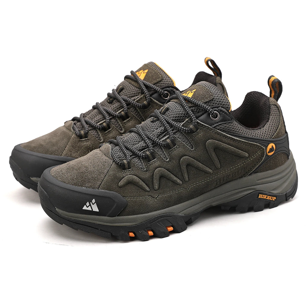 HIKEUP Leder Herrenschuhe für Herren Freizeitschuhe Mode Wasserdicht Winter Luxus Designer Marke Arbeitsstiefel Herren Rutschfeste Sneaker