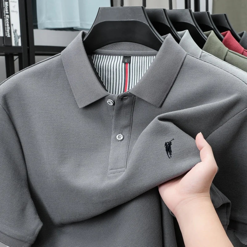 Polo-Shirt aus 100 % reiner Baumwolle, Kurzarm, High-End-Luxusmarke, Mode, Paul Pony Stickerei, Golf, Business Casual Herren T-Shirt