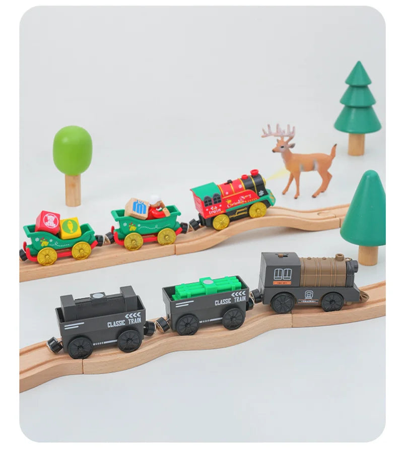Neues elektrisches Eisenbahnset, kompatibel mit Thomas Holzeisenbahn Schienen Zugspielzeug für Kinder Weihnachtsgeburtstagsgeschenk