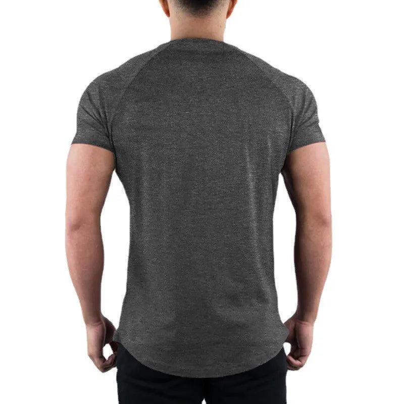 Herren Sommer Fitness Einfarbiges Gym T-Shirt Bekleidung Rundhals Kurzarm T-Shirt Baumwolle Slim Fit T-Shirt Bodybuilding Workout T-Shirts Oberteile