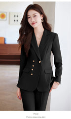NAVIU Neu 2024 Damen Hosenanzüge Rosa Blazer und Jacken Set Büro Damen Arbeits Business Uniform Weiblicher Hosenanzug OL Stil Beige