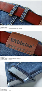 WTHINLEE Business Herren Jeans Casual Straight Stretch Mode Klassische Blaue Arbeits-Denim-Hosen Herren Markenbekleidung Größe 28-40