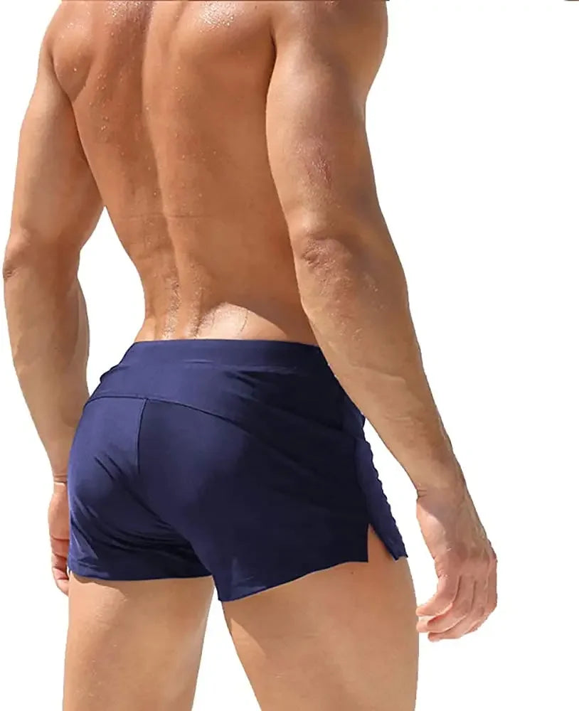 Herren Badehose mit Reißverschlusstasche Badeshorts Boxershorts Square Leg Mesh-Futter Boardshorts Badeschuhe