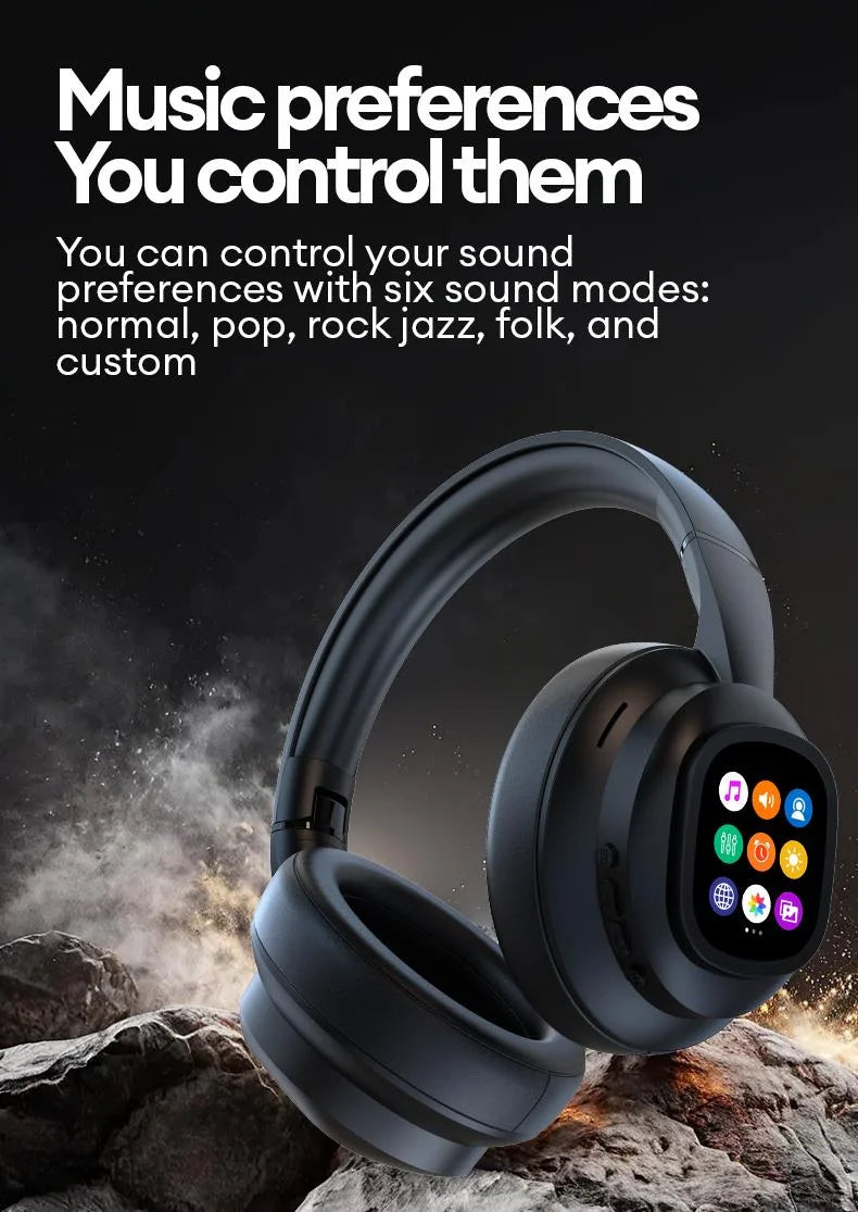 AI LCD Touchscreen Shock Bass Headsets HIFI Sound Kabellose Bluetooth-Kopfhörer ANC Geräuschunterdrückung Gamer-Ohrhörer mit Mikrofon
