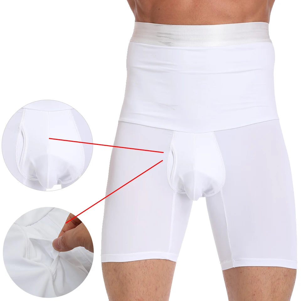 Herren Body Shaper Bauchkontroll-Shorts Shapewear Bauchmieder Boxer Slips Hohe Taille Schlankheitsunterwäsche Bein Kompressionshose
