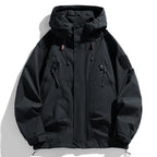 Windbreaker Herren Kapuzenjacke Reißverschluss Mantel Cargo Wasserdicht Schwarz Bomber Camping Loose Dünn Softshell Kapuzen-Wanderjacke