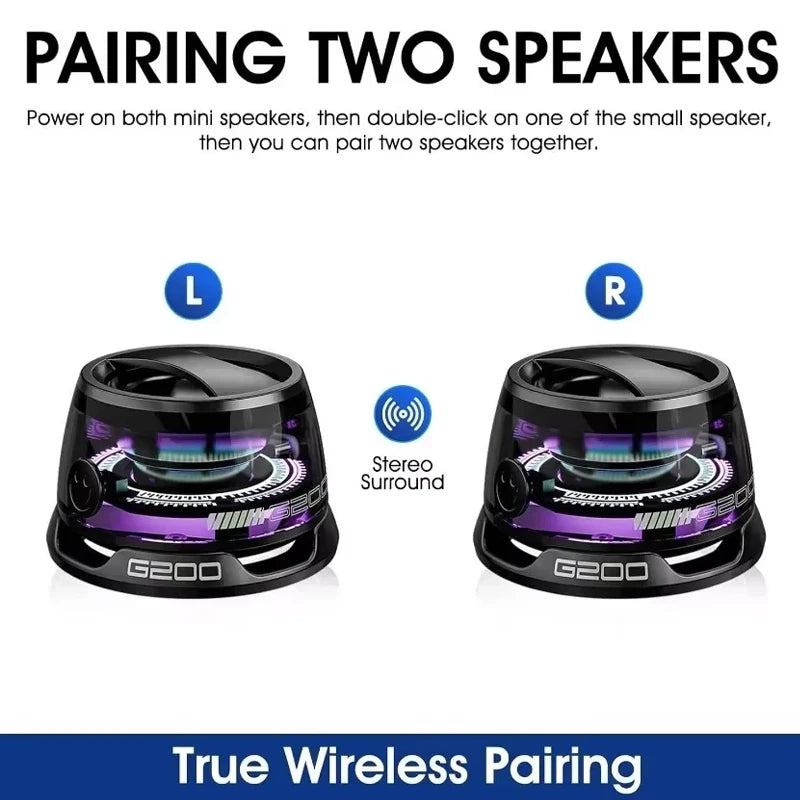 VIKEFON Tragbarer Mini Bluetooth Lautsprecher G200 RGB-Beleuchtung Magnetischer Lautsprecher BT5.3 Mini Sound Box 7 Stunden Wiedergabe Handyhalter