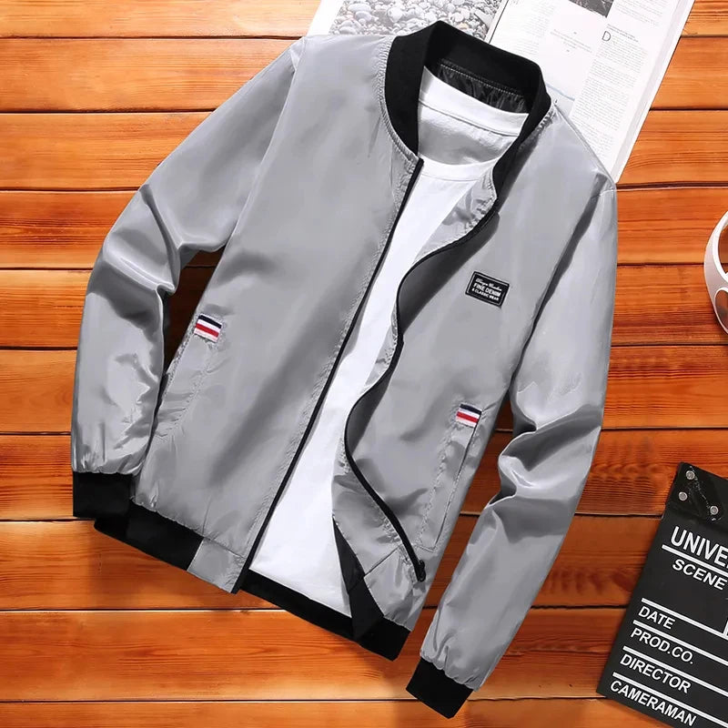 Herren Leichte Windjacke Frühling Herbst Jacke Mantel Herren Winddichte Outdoor Lässige Stilvolle Reißverschlusstaschenjacke