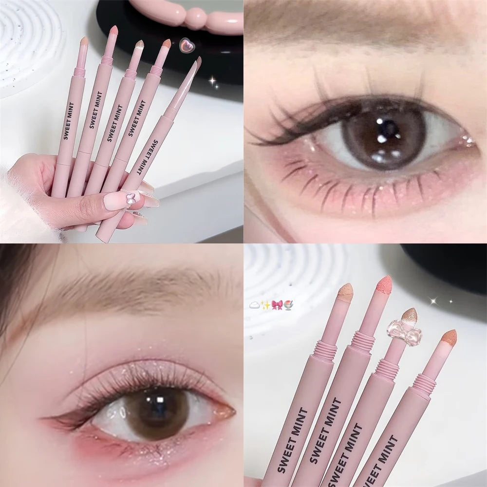 Doppelseitiger Lying Silkworm Eyeliner Pencil Diamond Glitter Matt Aegyosal Pen Aufhellende Creme-Lidschatten-Highlighter-Augen-Make-up