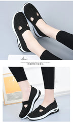 Damen Neue Sommerschuhe Mesh Atmungsaktive Sneaker Leichte Slip-on Plateau Freizeitschuhe Damen Rutschfeste Gehschuhe Gewebte Schuhe