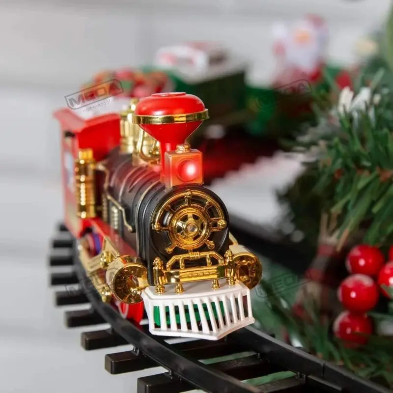 Batteriebetriebener Eisenbahnzug mit Sound & Licht, Eisenbahnwaggon, Spielzeug, Weihnachtszug, Baumschmuck, Schienenspielzeug, elektrische Spielzeuge für Kinder