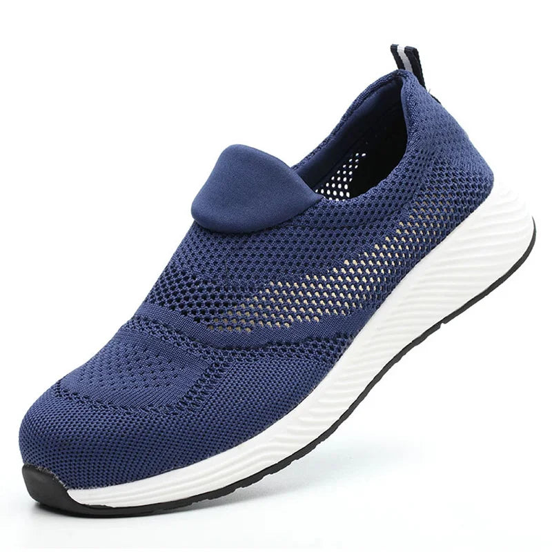 Sommer Mesh Leichte Arbeitssneaker Stahlkappe Schutzarbeitsschuhe Herren Damen Atmungsaktive Bauschuh Arbeitsstiefel Herren