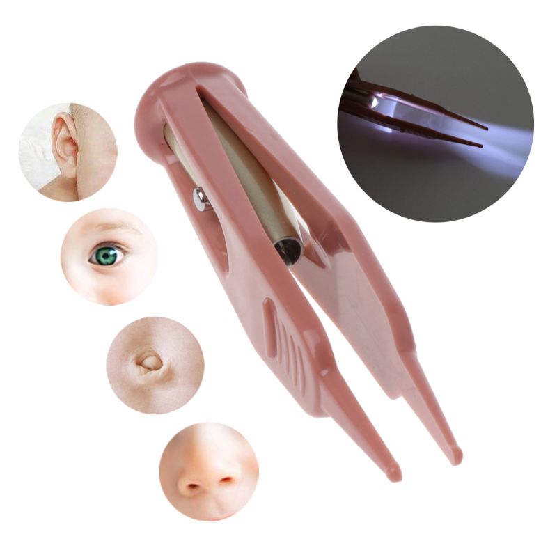 Saubere Pinzette Baby-Taschenlampe Graben Popel Clip Säuglinge Saubere Ohren Nase Nabel Sichtbare Sicherheits-Pinzette Sichere Zange Reinigung