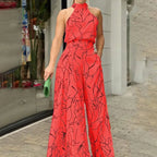 Sexy ärmelloser Jumpsuit Büro-Dame Frühling Sommer Mode Lässige schulterfreie bedruckte Jumpsuits für Frauen 2024 Einteiler Strampler