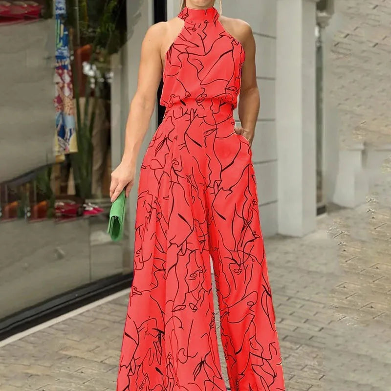 Sexy ärmelloser Jumpsuit Büro-Dame Frühling Sommer Mode Lässige schulterfreie bedruckte Jumpsuits für Frauen 2024 Einteiler Strampler