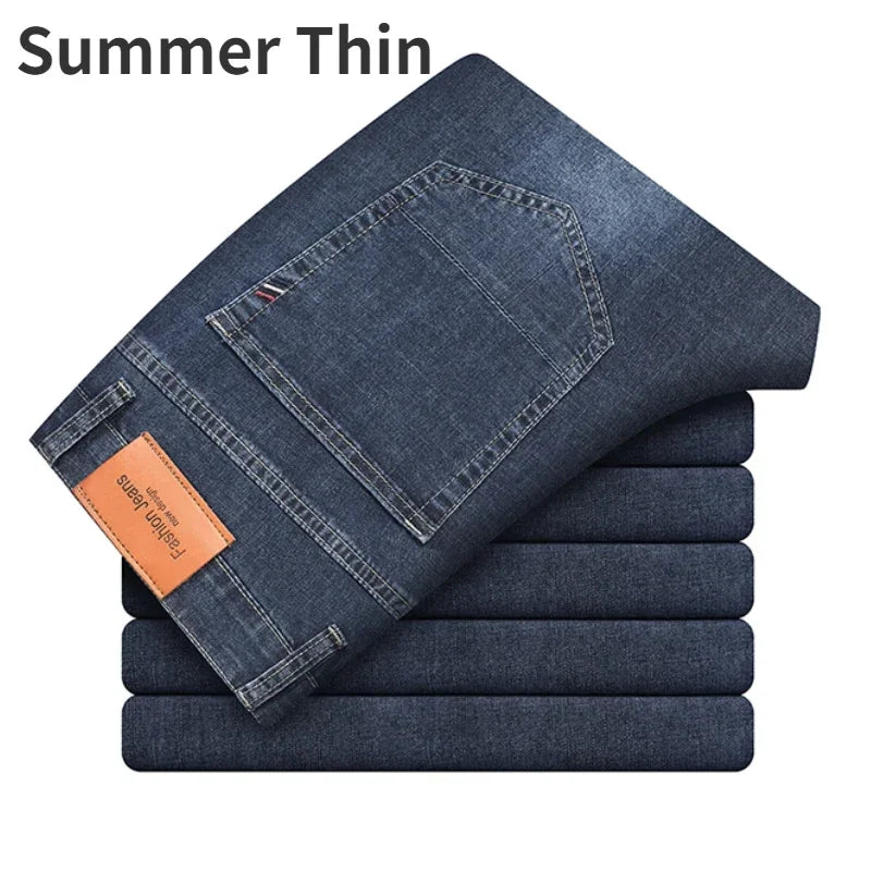 Herrenhose Büro Business Jeans Herren Klassische Blau Schwarz Baumwolle Stretch Straight Denim Hose Herren Marken Hosen