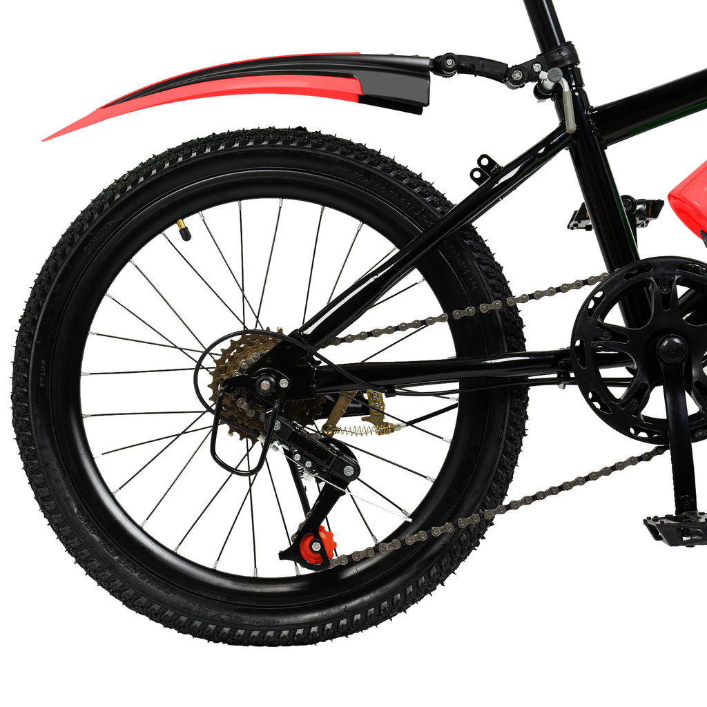20 Zoll Mountainbike 7 Gänge, Verstellbarer Sattel Kinderfahrrad mit Schutzblechen und Flaschenhalter für Jungen und Mädchen 8-13 Jahre