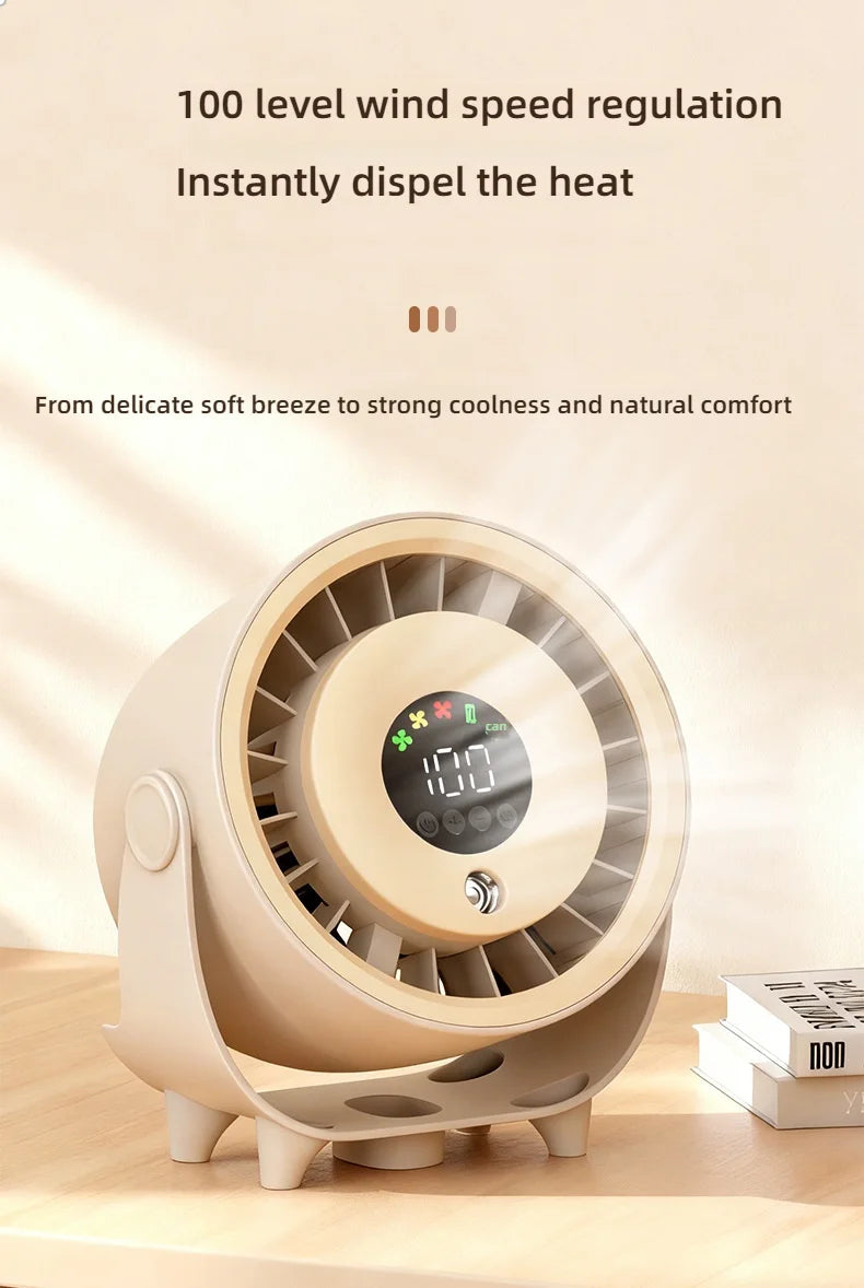 Neuer Sprühnebelventilator, befeuchtend, schnelle Kühlung, Aufhängeloch, geräuscharm, digitale Anzeige, Tastensteuerung der Geschwindigkeit, fein absorbierbar
