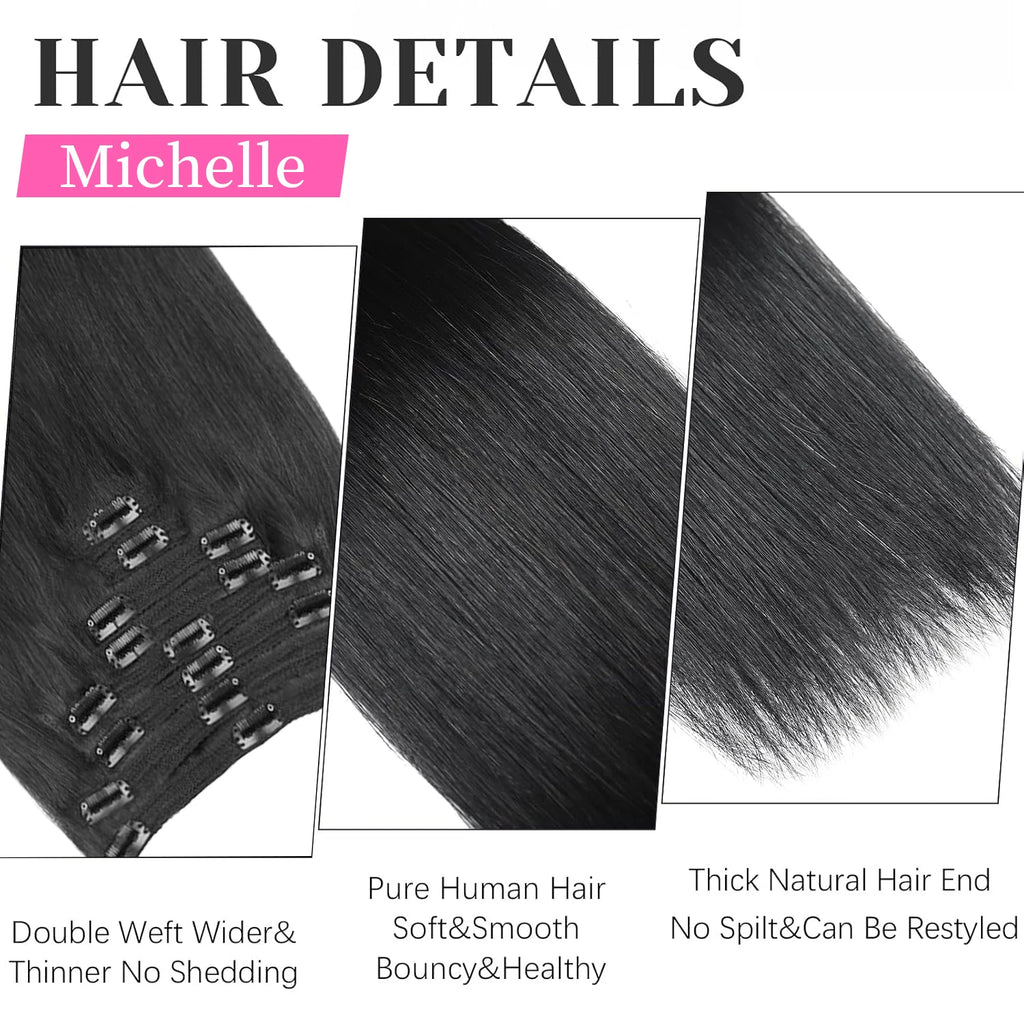 Clip-in Echthaar Extensions Glatt 100% Remy Echthaar Clip-in Extensions Unsichtbare Nahtlose Clip-ins Haarverlängerung 8 Stück Natur