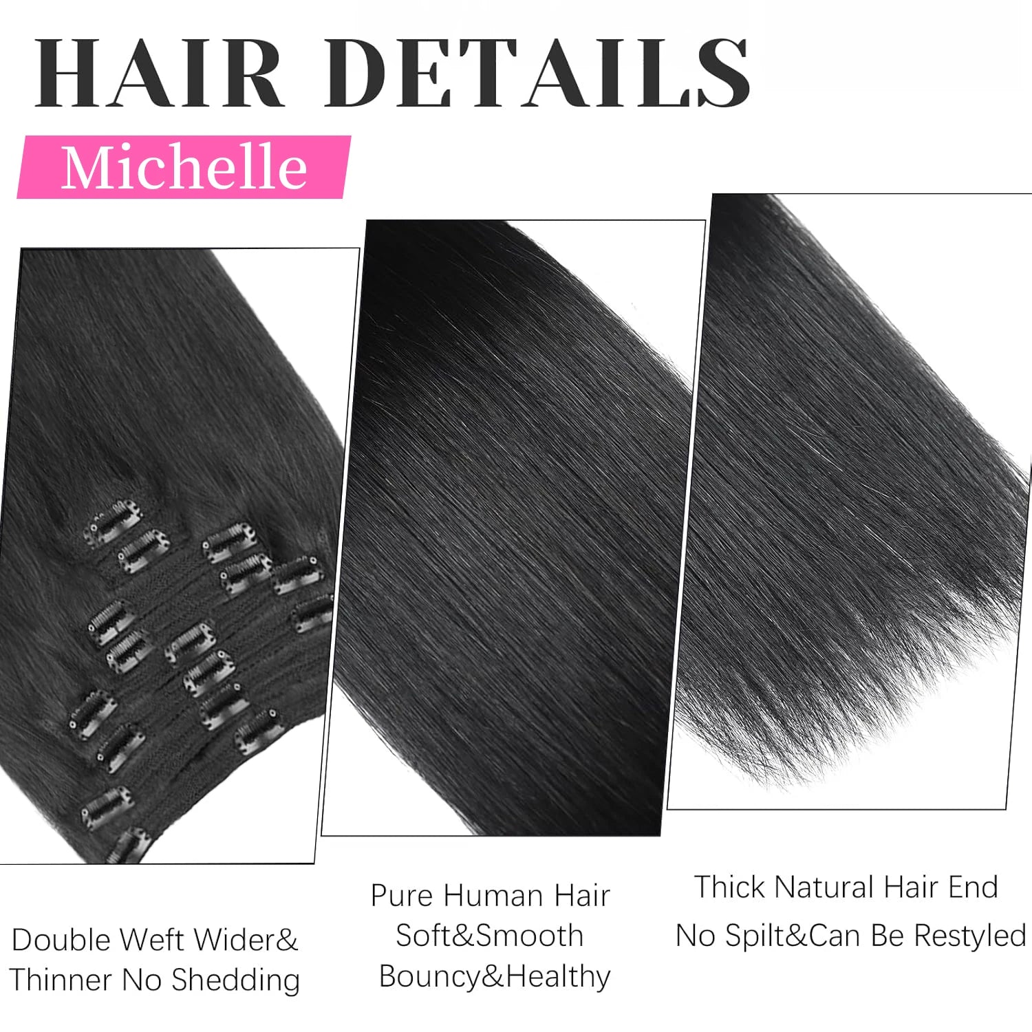 Clip-in Echthaar Extensions Glatt 100% Remy Echthaar Clip-in Extensions Unsichtbare Nahtlose Clip-ins Haarverlängerung 8 Stück Natur