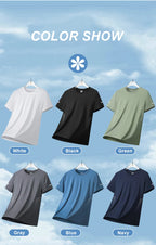 CHRLCK Herren Wander-Schnelltrocknungs-T-Shirts Atmungsaktive Lauf- und Angel-T-Shirts Weiche Elastizität Outdoor-Sport-Kurzarmshirt Sommer