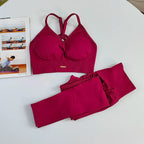 Nahtloser Yoga-Anzug für Damen, hohe Taille, Sport-BH, Leggings, Fitnessstudio-Set, Fitness-Anzug, Workout-Leggings-Set, Pilates-Sportbekleidungs-Outfit
