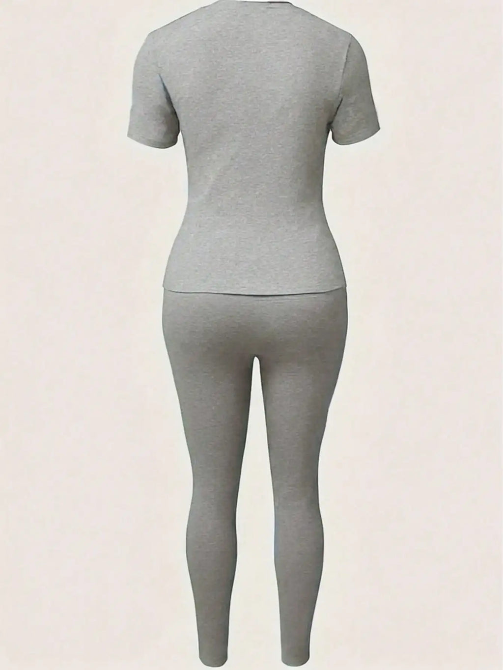 Zweiteiliges Set für Damen mit Paris-Druck, lässiges kurzärmliges T-Shirt mit Rundhalsausschnitt und enge Hose, langes Hosen-Set, Kollektion 2026