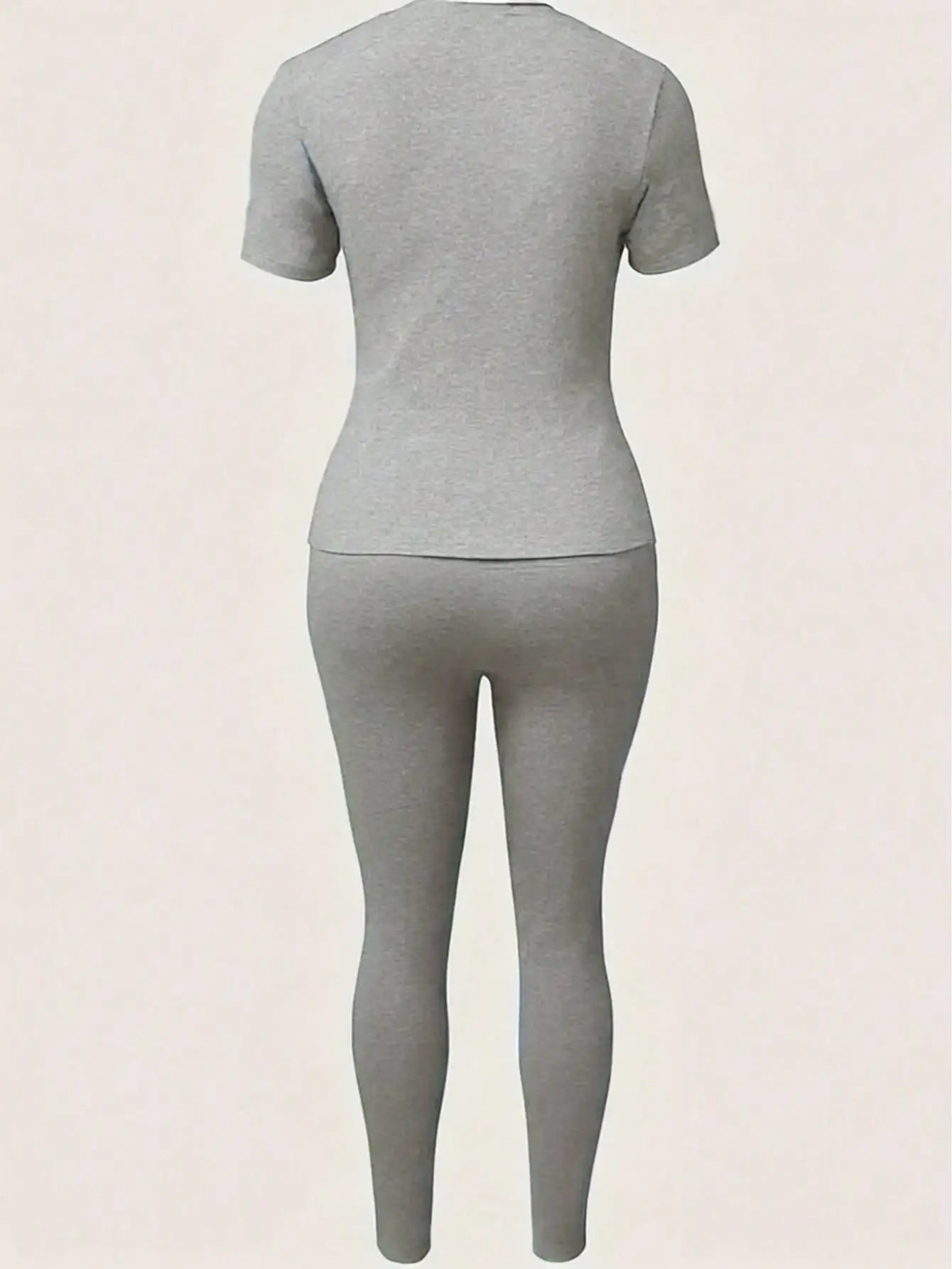 Zweiteiliges Set für Damen mit Paris-Druck, lässiges kurzärmliges T-Shirt mit Rundhalsausschnitt und enge Hose, langes Hosen-Set, Kollektion 2026