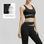 Yoga Set 3-teilig, Gym Kleidung, Sportbekleidung, Yoga Anzüge für Damen, Langarm Crop Top, Fitness Set, Trainingsanzüge, Sport-BH, Gym Leggings
