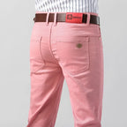 5 Farben Herren Bunte Denim Stretch Stretch Jeans Elastische Gelb Pink Rot Slim Herren Bekleidung Einfache Business Denim Hosen
