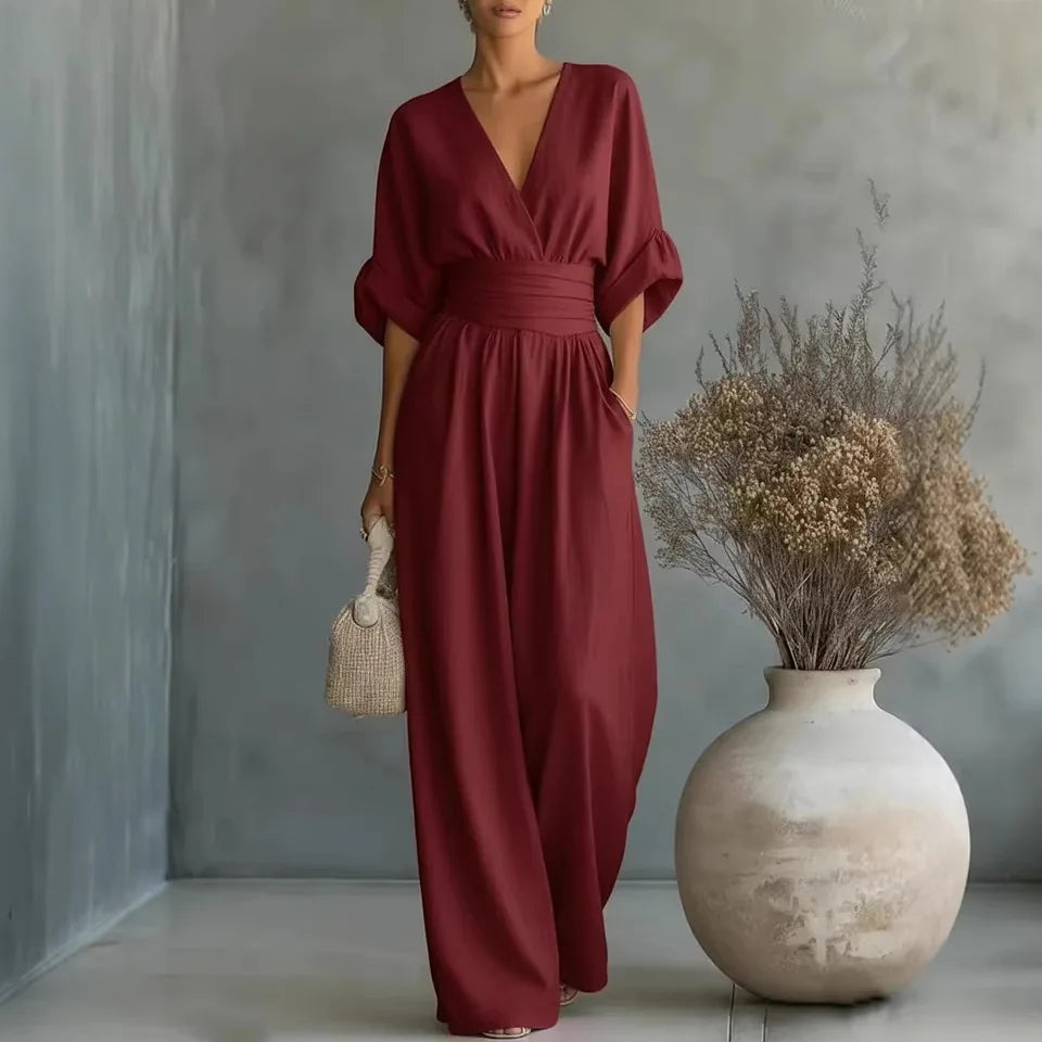 Einfarbige lässige weite Jumpsuits für Damen 2026 Sommer Elegante Overalls Damen Jumpsuits und Rompers Bodysuit Damenbekleidung