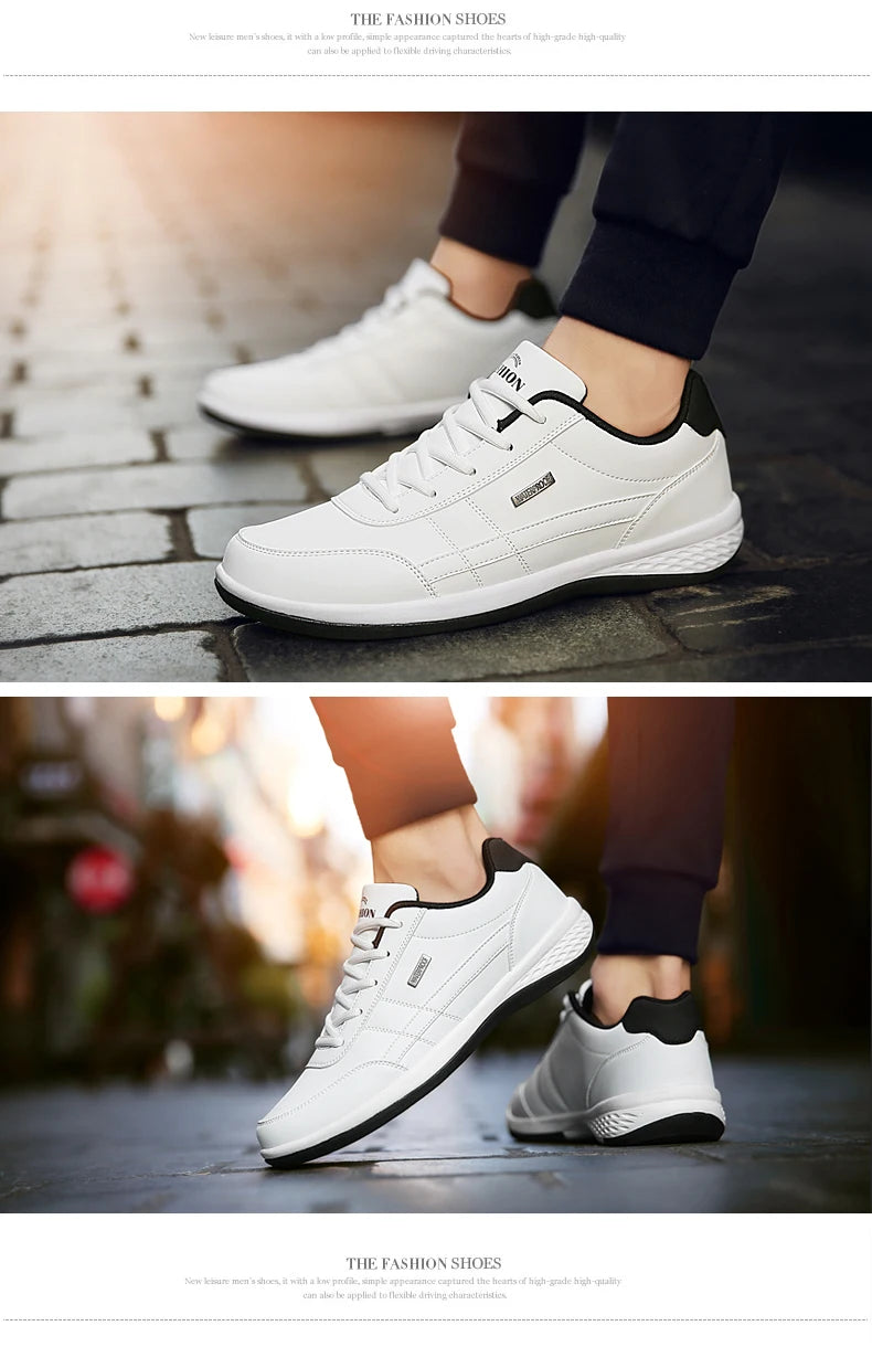 YRZL Herrenschuhe Frühling Herbst Wasserdichte Wandersneaker Freizeit Herren Ledersportschuhe Rutschfeste Tennisschuhe für Herren