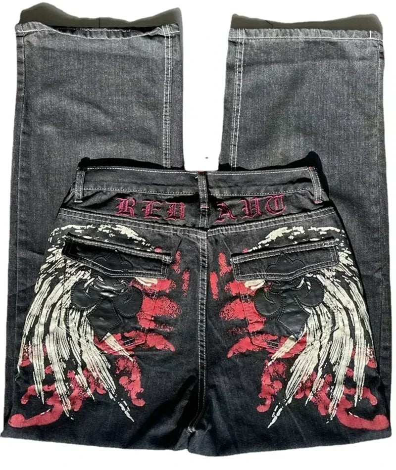 Amerikanische Y2K 2025 Neue weite Baggy Black Jeans Oversized Damen Street Casual Joker Denim-Hose Paar-Jeans Vintage Streetwear