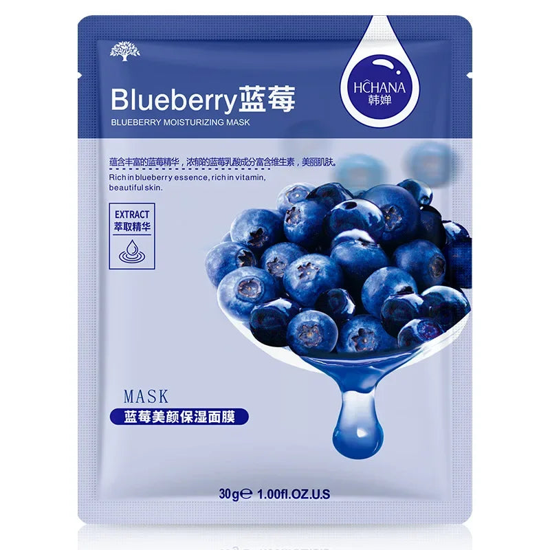 20 Stück natürliche Pflanzen-Gesichtsmaske Feuchtigkeitsspendend Öl-Kontrolle Anti-Aging Frucht Aloe Koreanische Tuchmaske Schönheit Hautpflegeprodukte