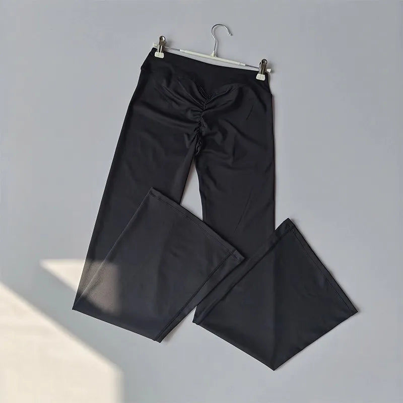Crossover Flare Yoga Leggings für Damen High Waist V Cross Schlaghose Bauchkontrolle Yogahose Weites Bein Fitness Leggings
