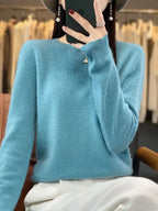100 % Merinowolle Pullover Damen O-Ausschnitt Kaschmir Strickwaren Female Pullover Herbst Winter Freizeit Oberteile Einfarbig Weiche Kleidung